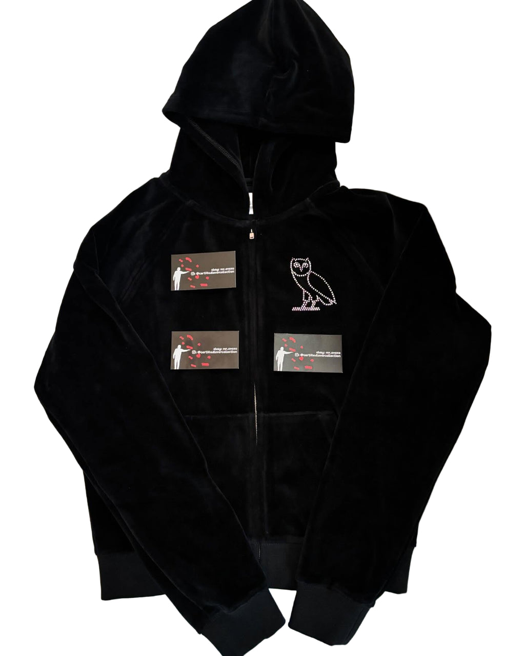 OVO Women's Rhinestone Crystal Velour Hoodie