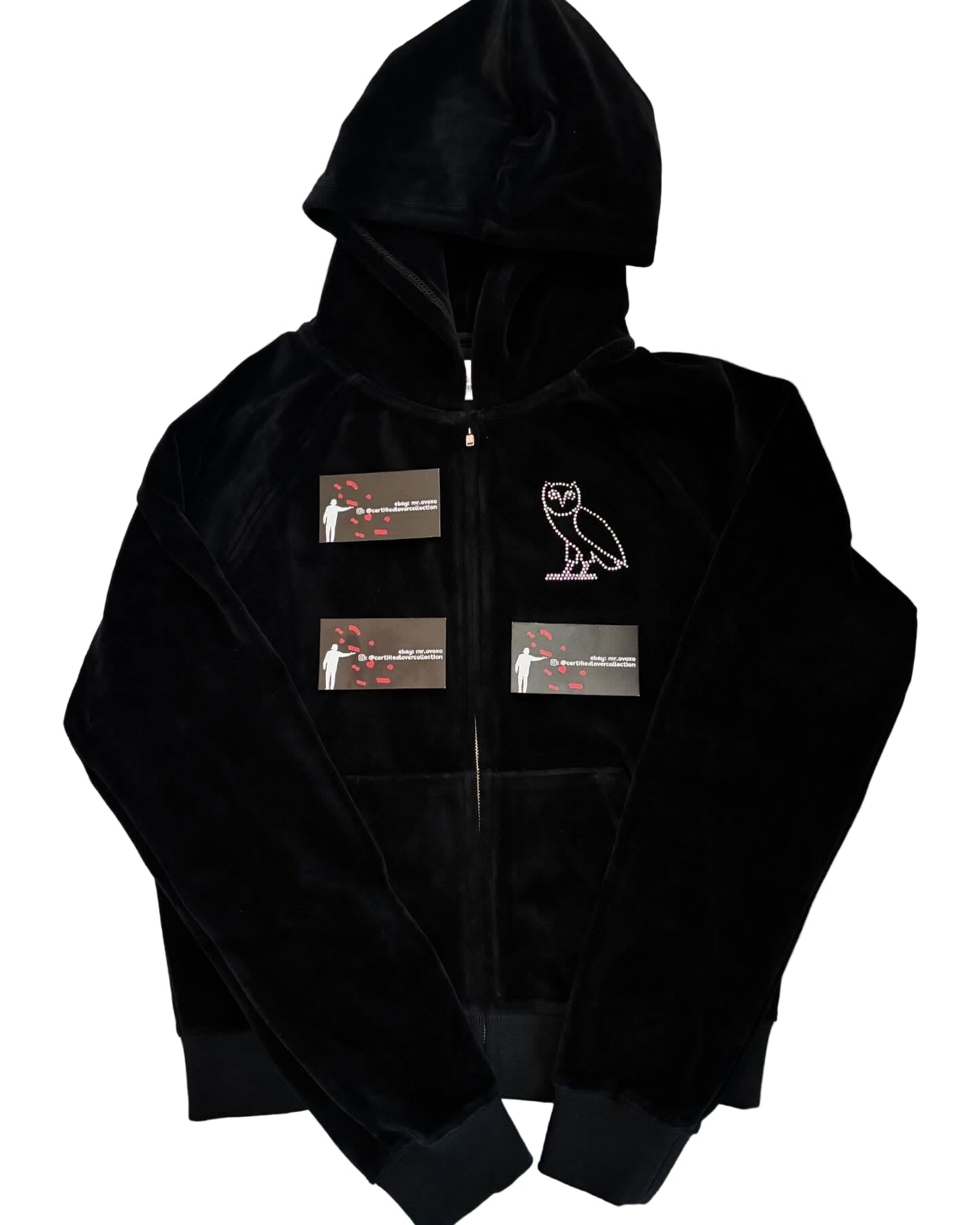 OVO Women's Rhinestone Crystal Velour Hoodie