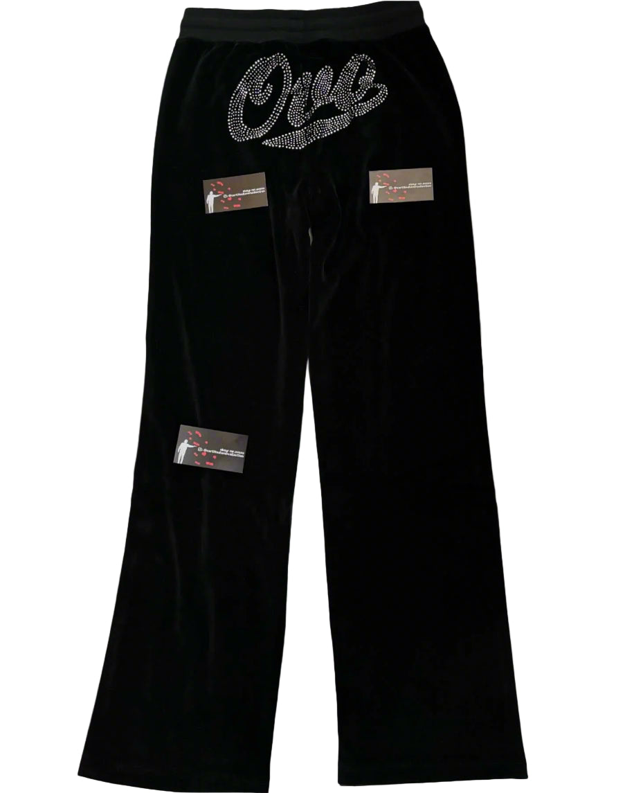 OVO Women's Rhinestone Crystal Velour Pants