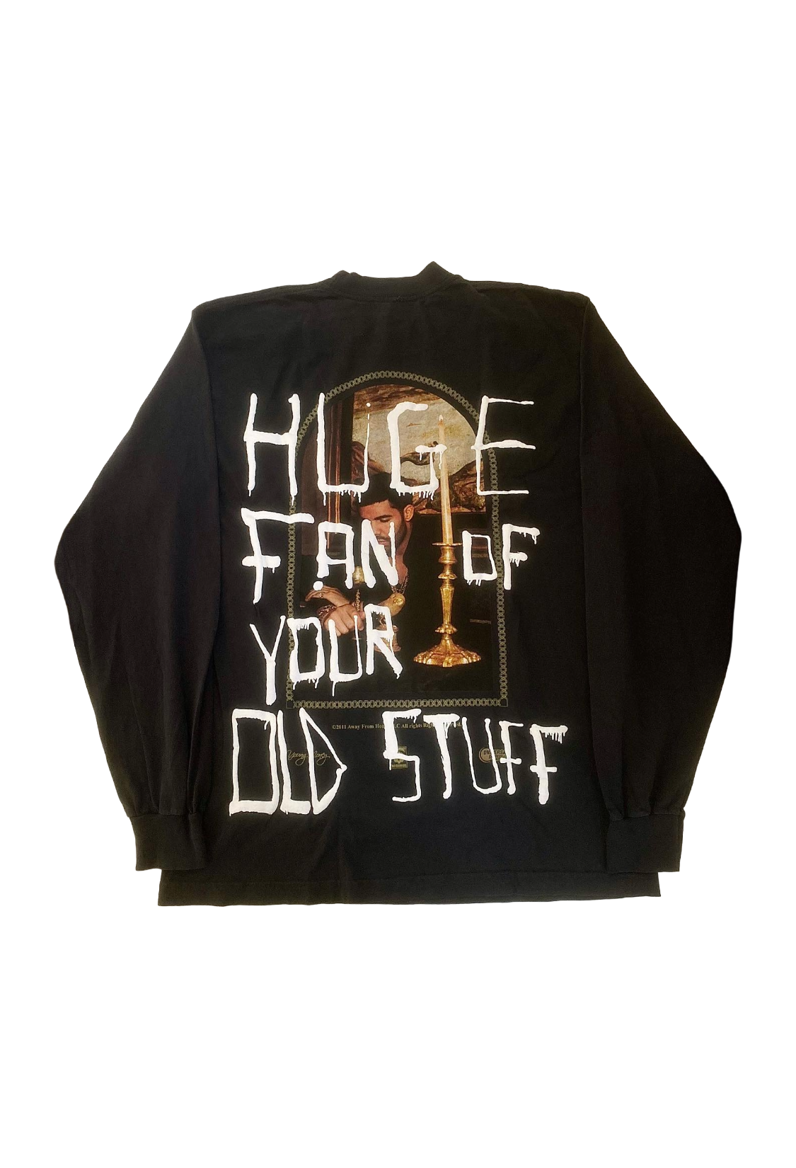 Drake Honestly Nevermind x Take Care Raised Graphic Huge Fan Long Sleeve Shirt - Black