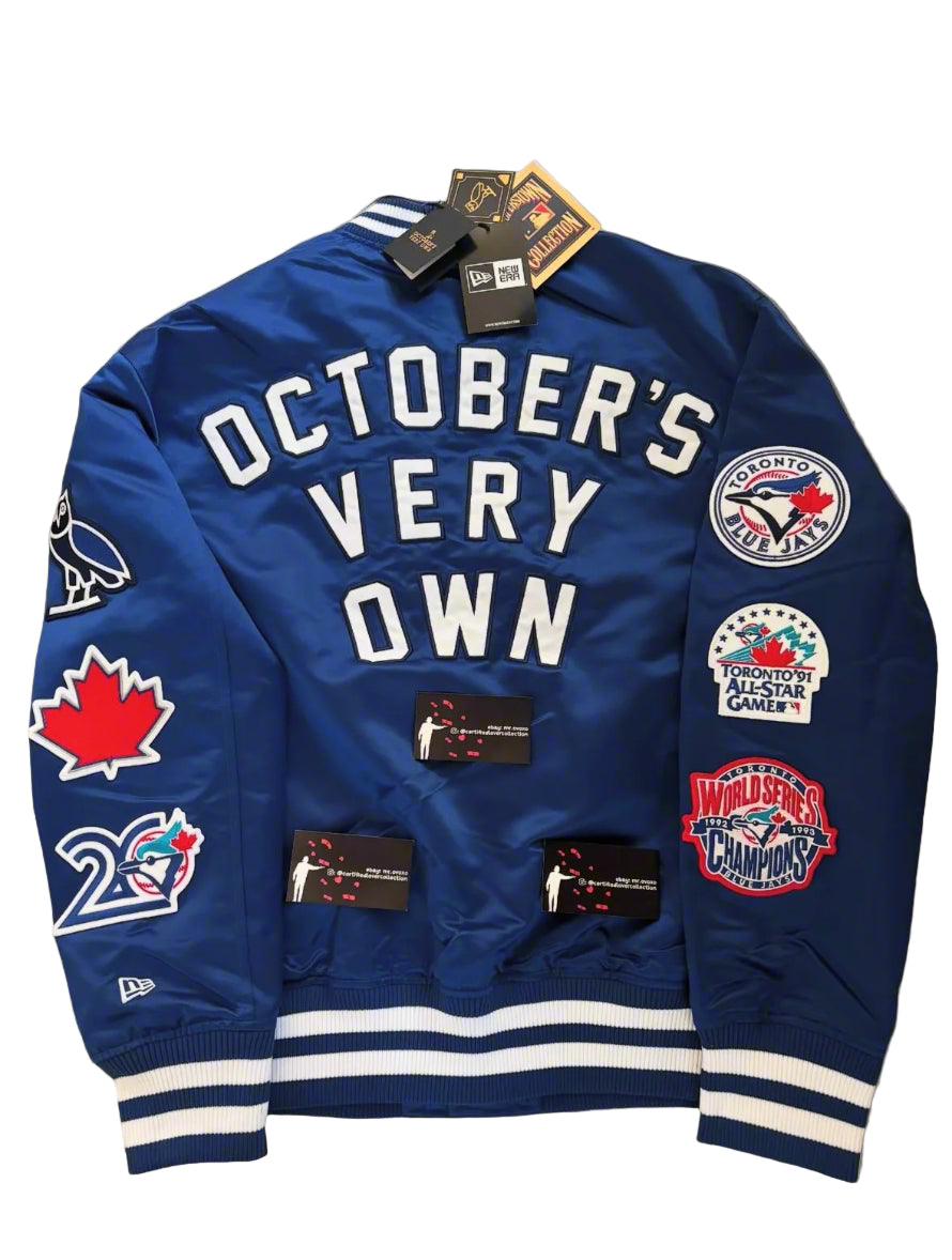 OVO X MLB Toronto Blue Jays Satin Varsity Jacket