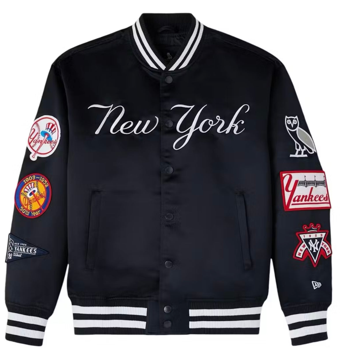 OVO X MLB New York Yankees Satin Varsity Jacket