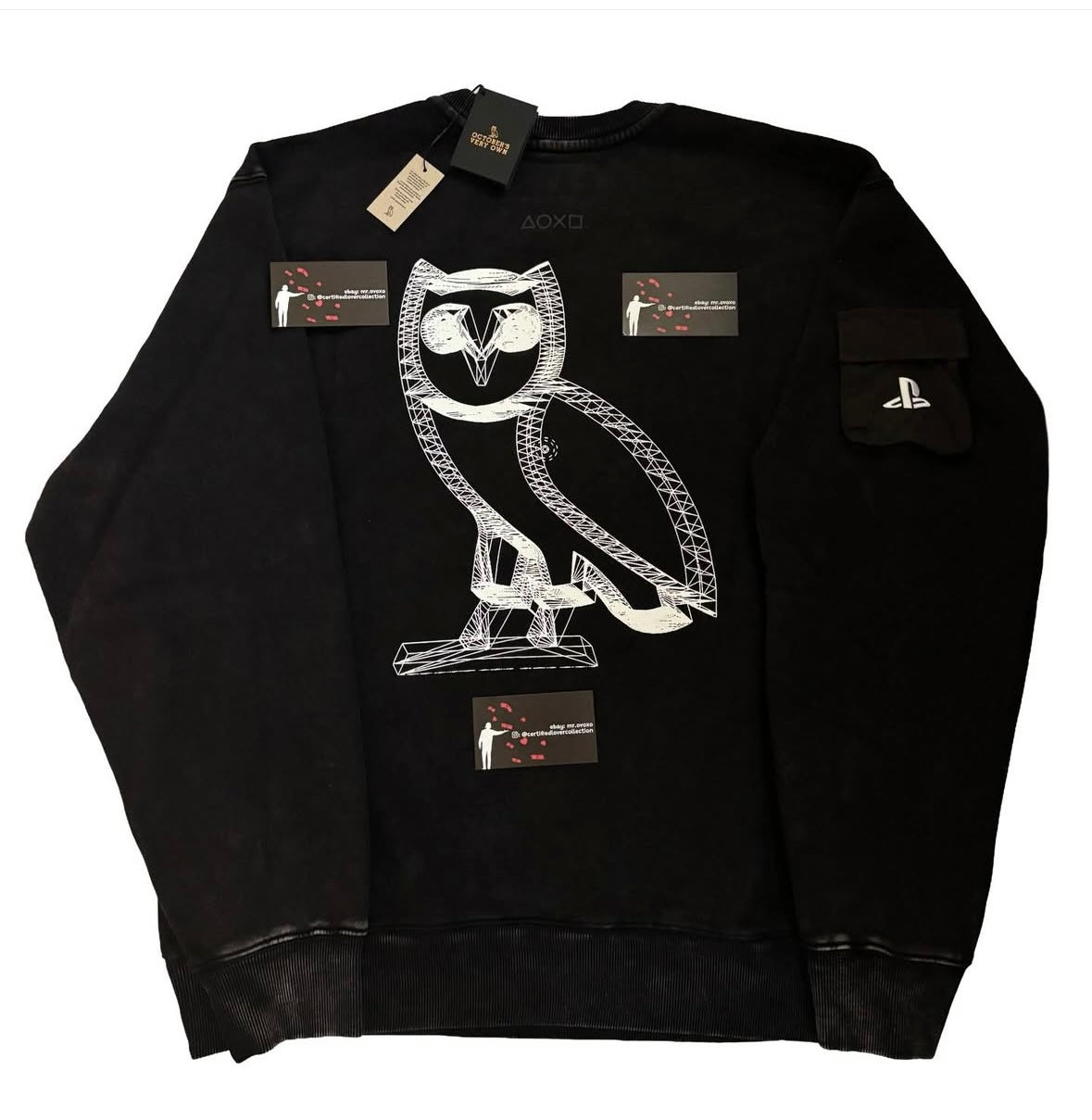 OVO x PlayStation Wireframe Owl Crewneck - Black