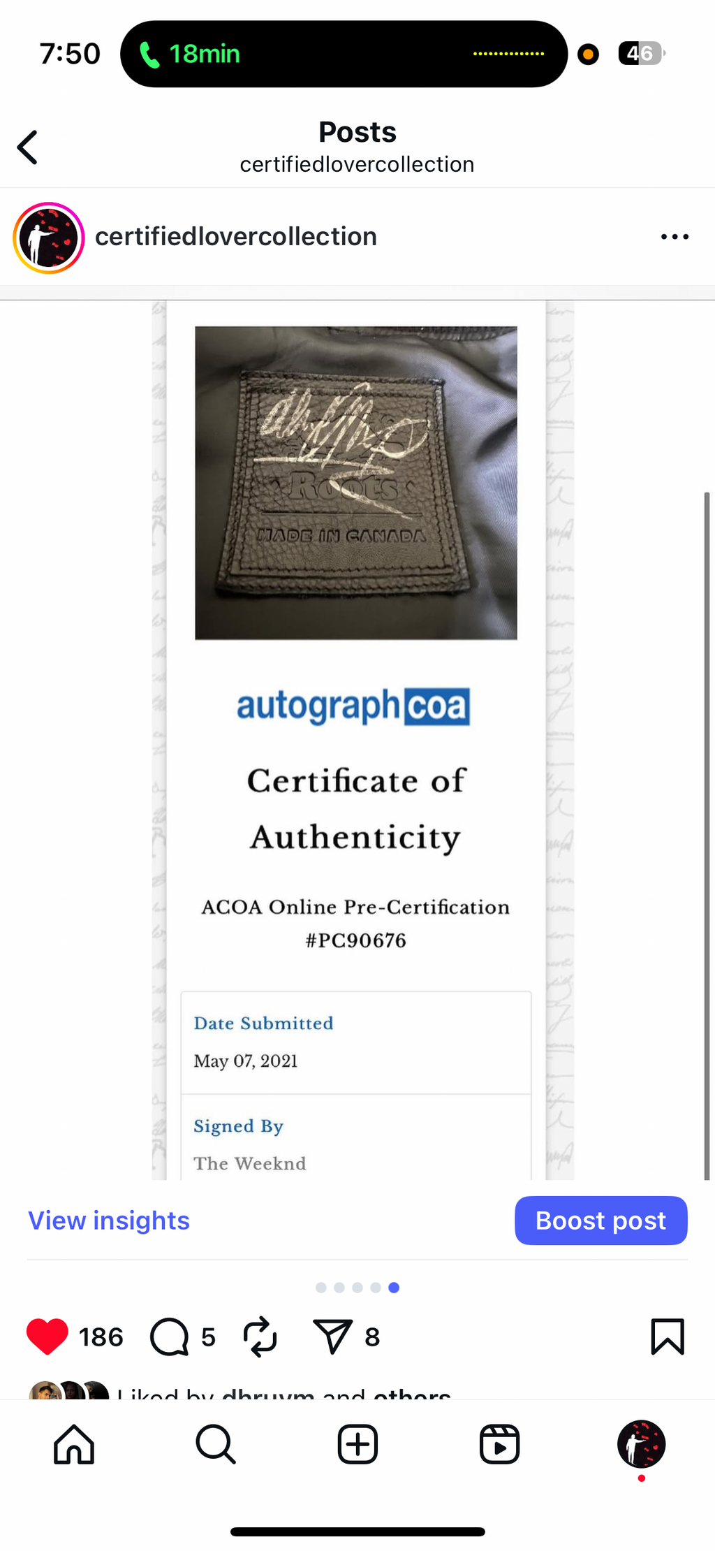 The Weeknd XO x Roots Wool Leather Varsity Jacket Black 2014 - (Autographed/Signed by The Weeknd / Abel)