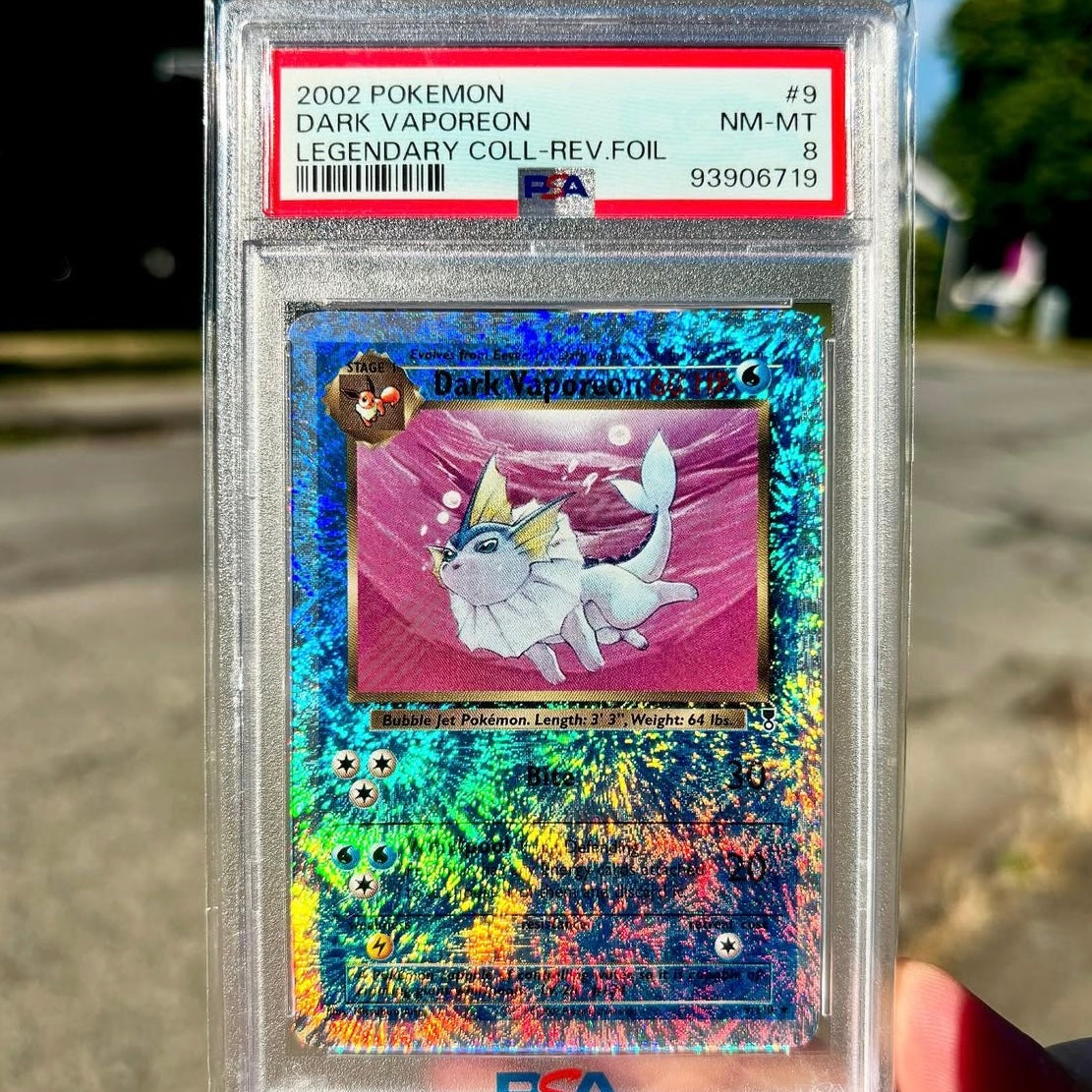 Pokémon Dark Vaporeon Reverse Holo PSA 8 NM-MT Legendary Collection #9/110