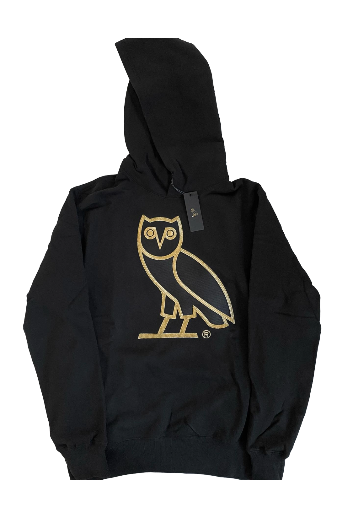 Black hoodie with gold owl logo on a white background OG Owl Hoodie 2018-2023