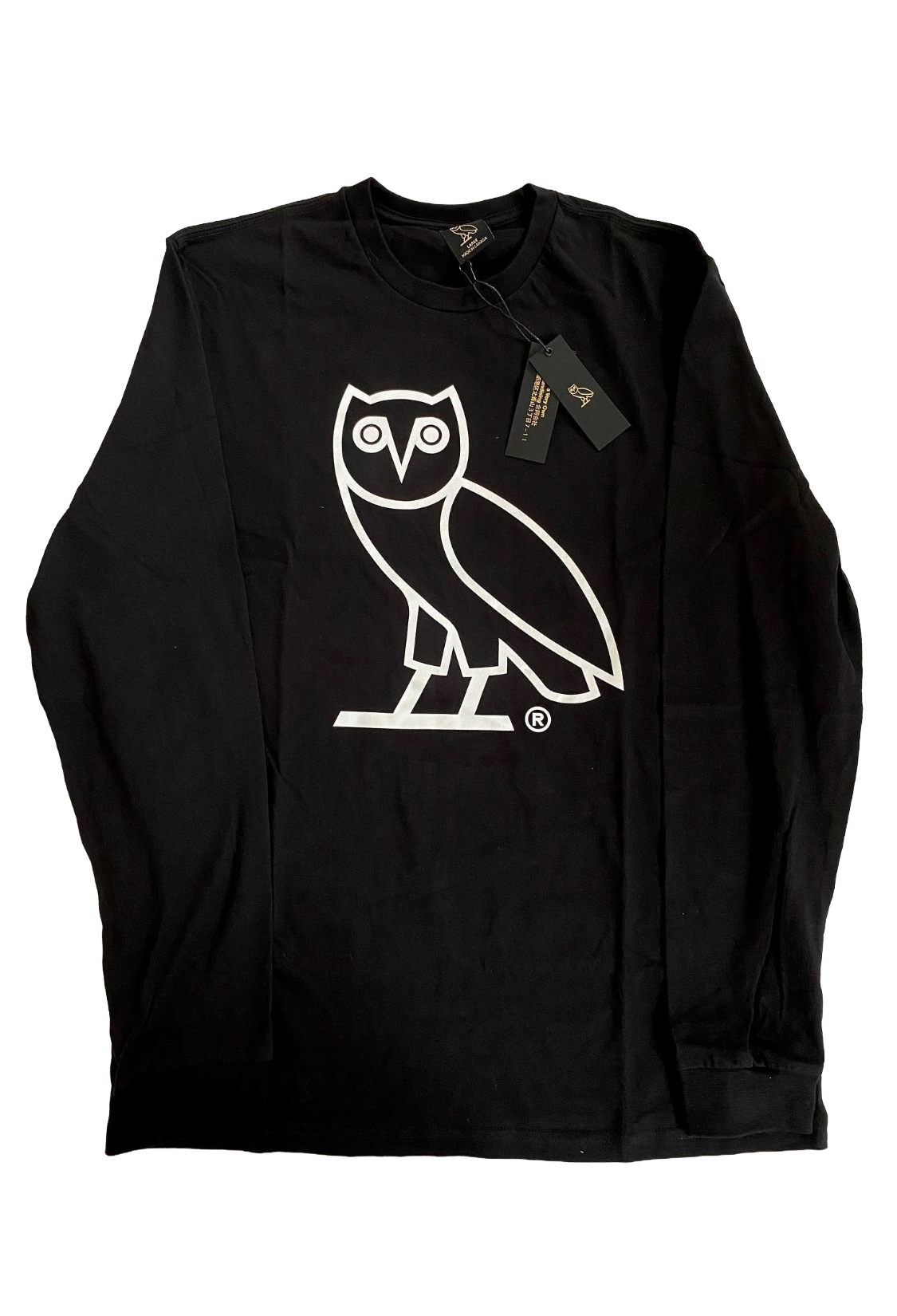 Black long-sleeve shirt with a white owl logo on a white background OG Owl Longsleeve 2019