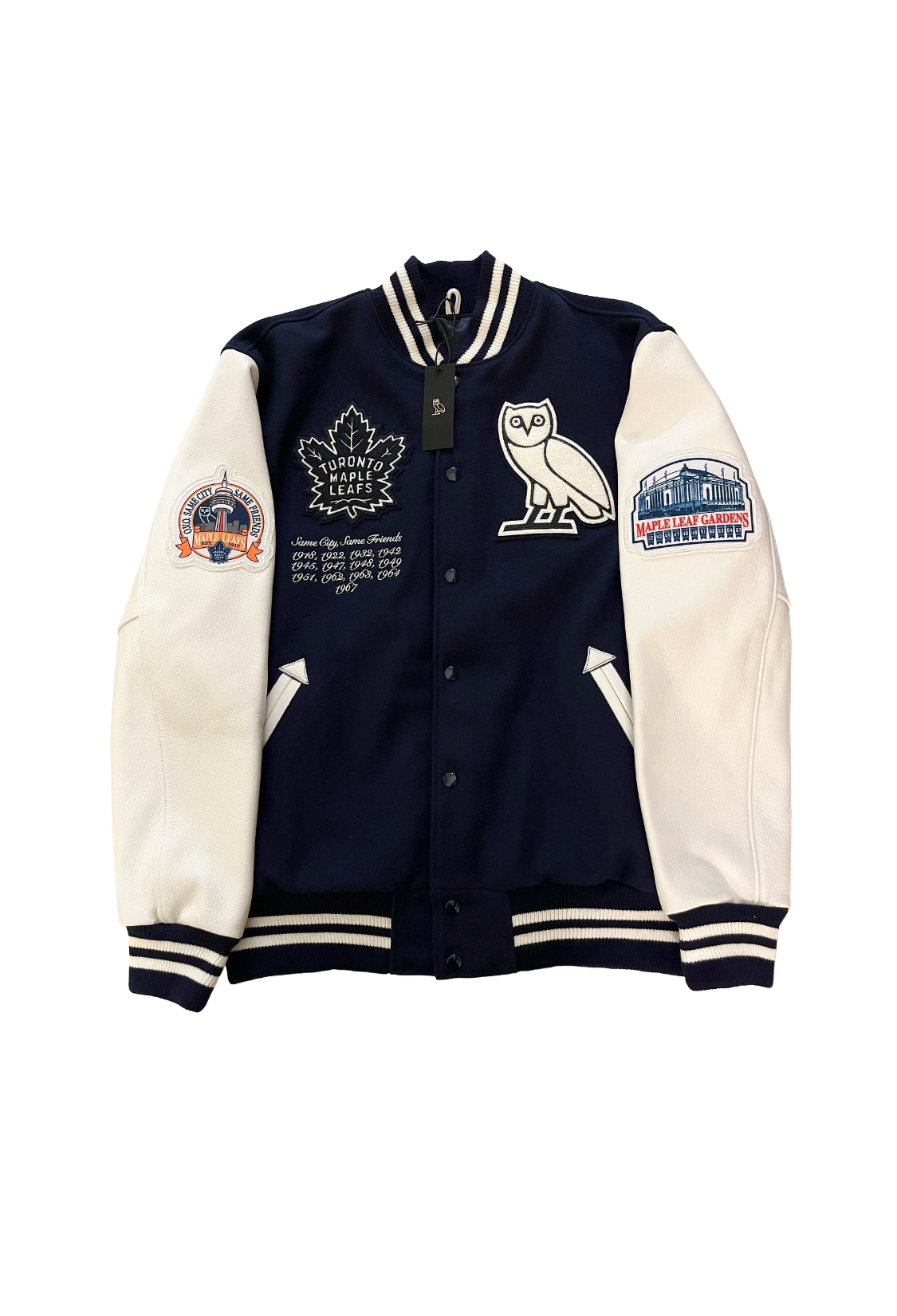 OVO x Roots x NHL Toronto Maple Leafs Championship Varsity Jacket - Blue