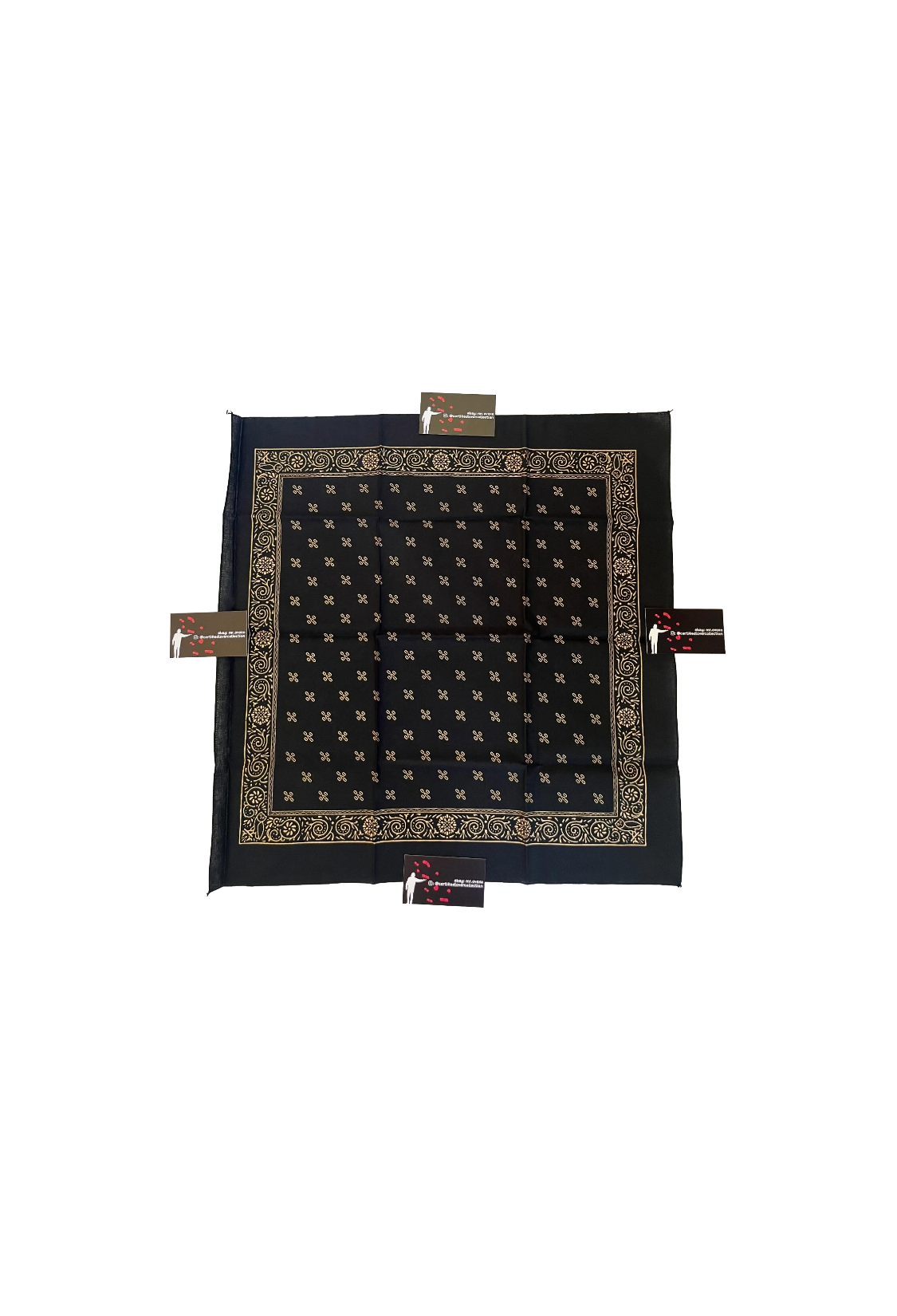 OVO Pom Pom Monogram Owl Bandana - Black
