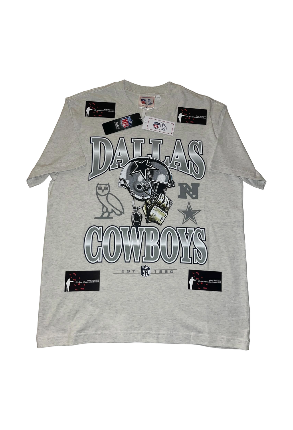 OVO x Dallas Cowboys Graphic Tee - Ash Heather Grey