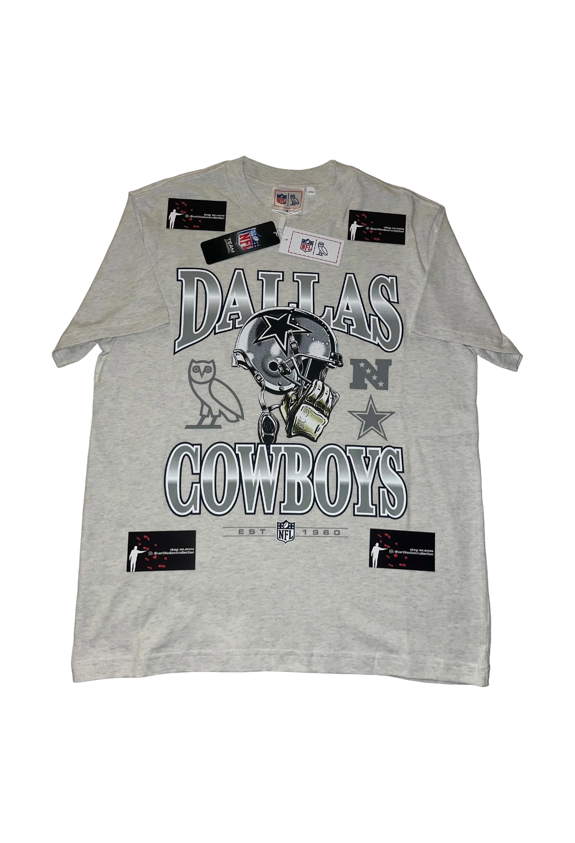 OVO x Dallas Cowboys Graphic Tee - Ash Heather Grey