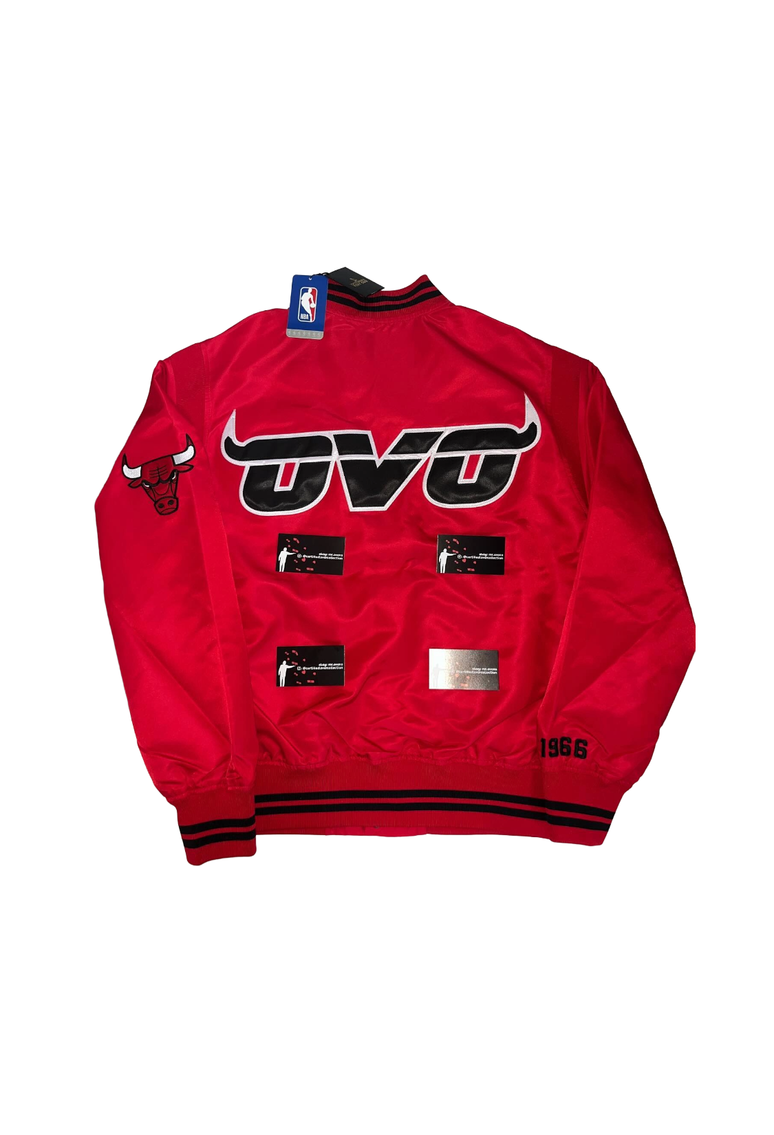 OVO x NBA Bulls Satin Varsity Jacket - Red