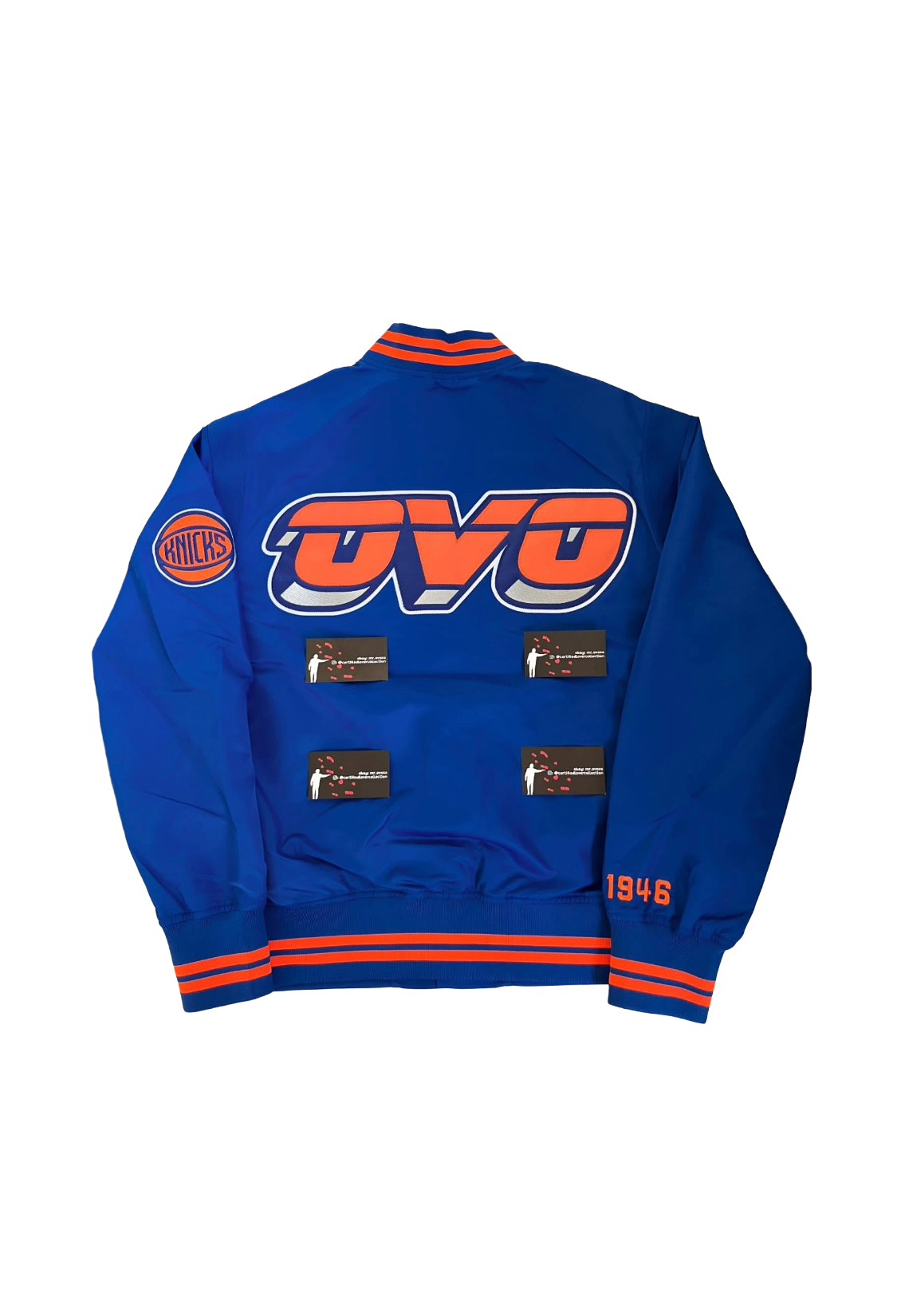 OVO x NBA Knicks Satin Varsity Jacket - Blue