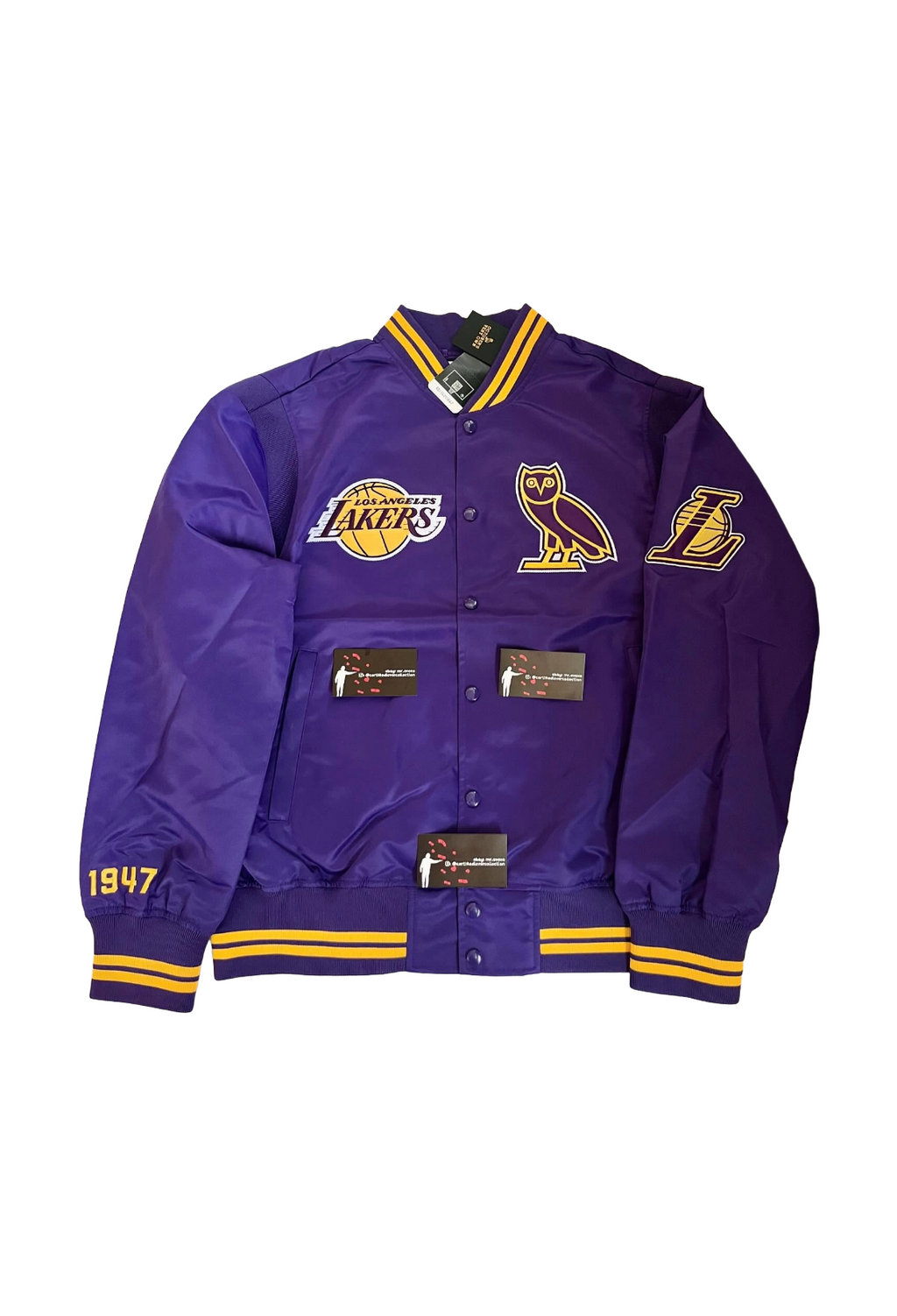 OVO x NBA LA Lakers Satin Varsity Jacket - Purple