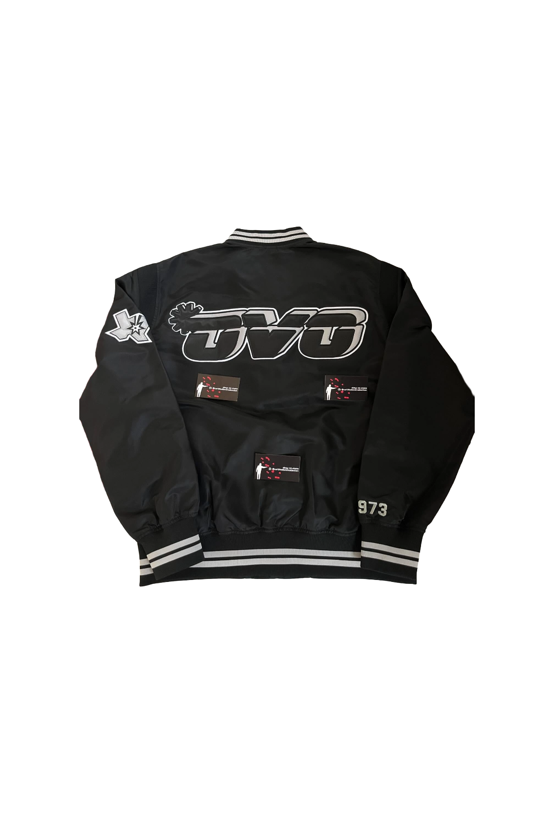 OVO x NBA San Antonio Spurs Satin Varsity Jacket - Black