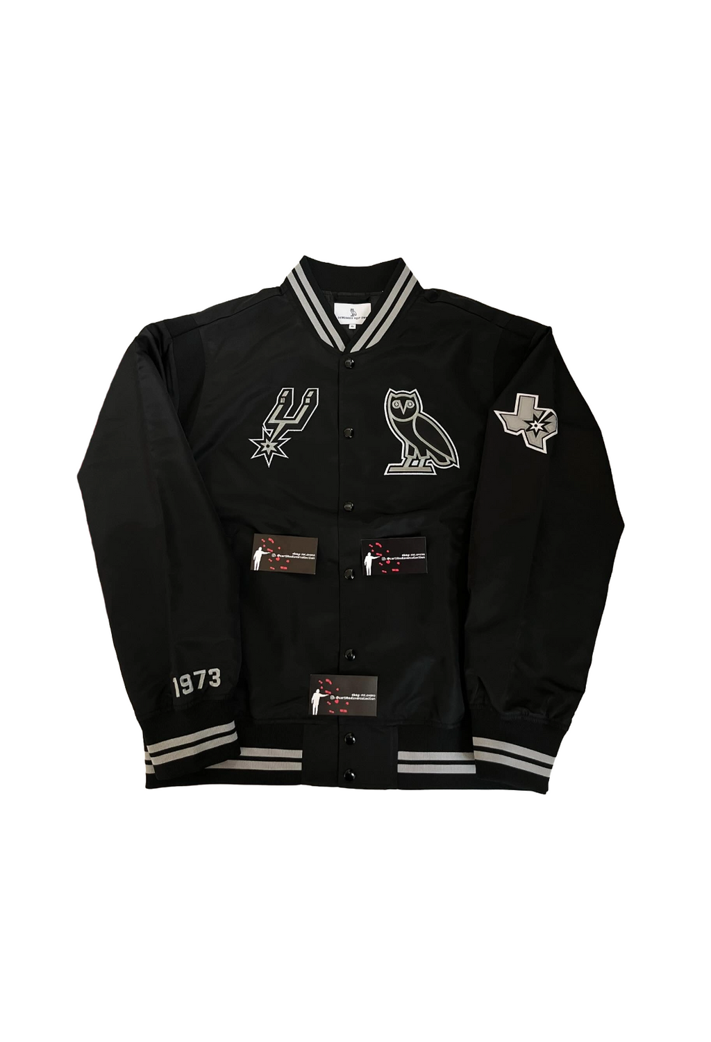 OVO x NBA San Antonio Spurs Satin Varsity Jacket - Black