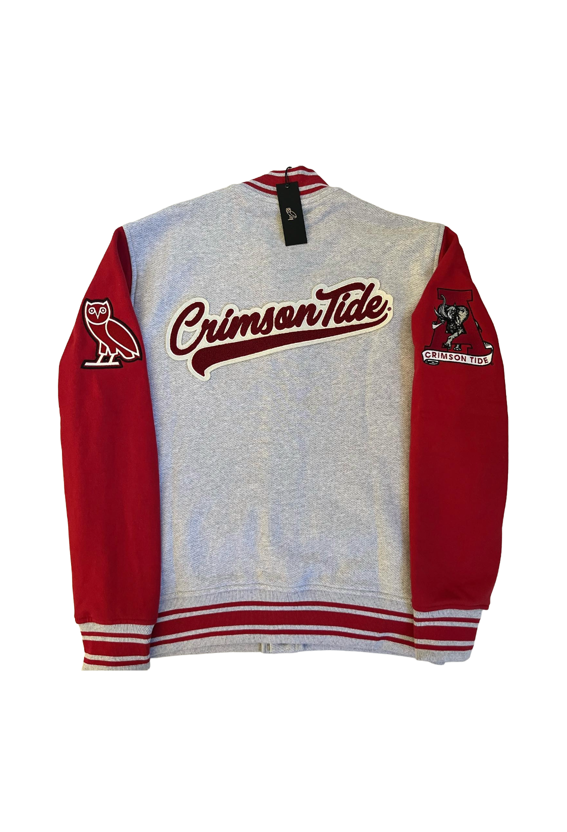 OVO x NCAA Alabama Crimson Tide Fleece Varsity Jacket - Grey