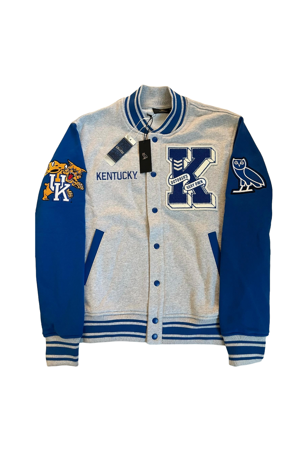 OVO x NCAA Kentucky Wildcats Fleece Varsity Jacket - Grey