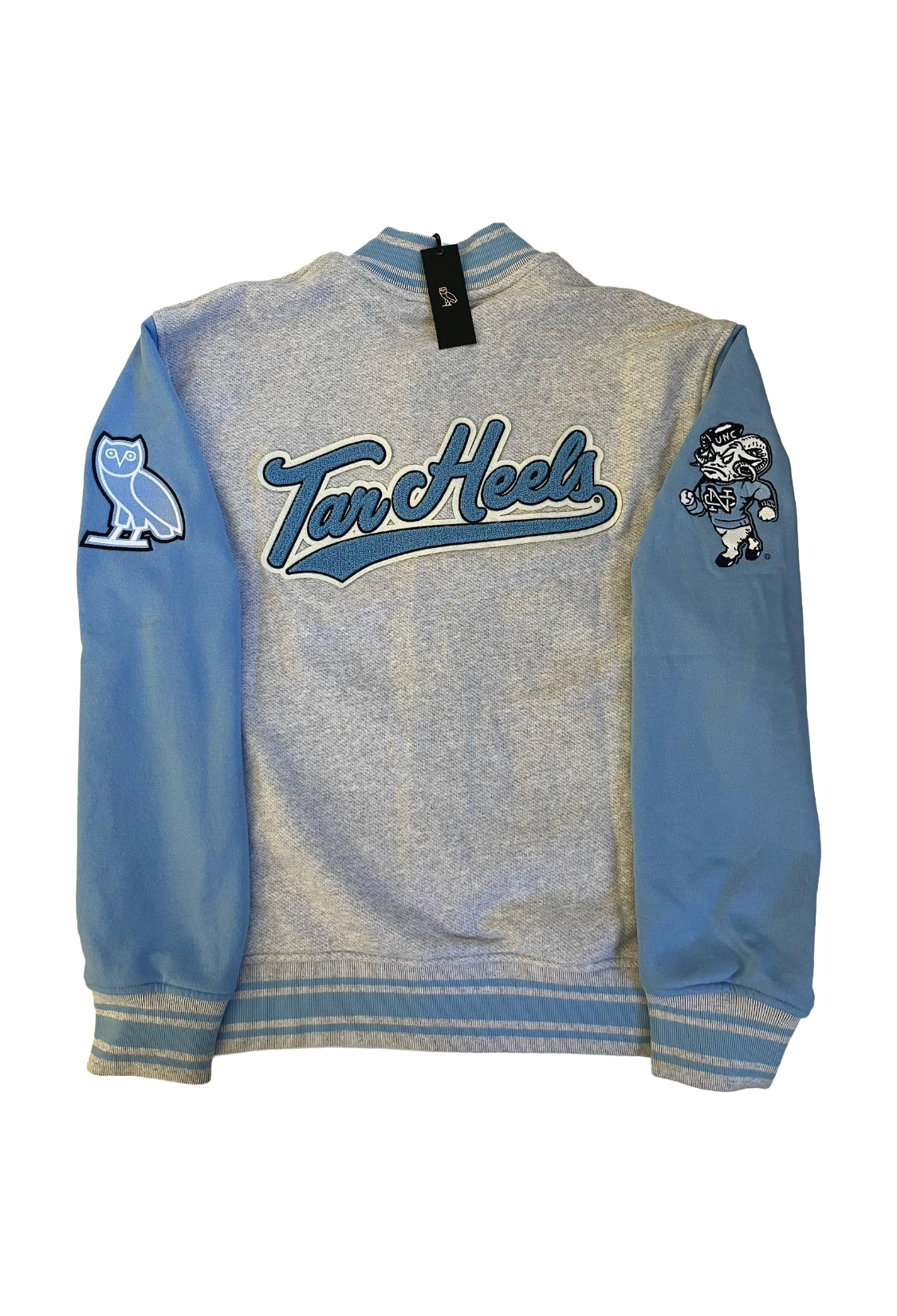 OVO x NCAA UNC North Carolina Tar Heels Fleece Varsity Jacket - Grey