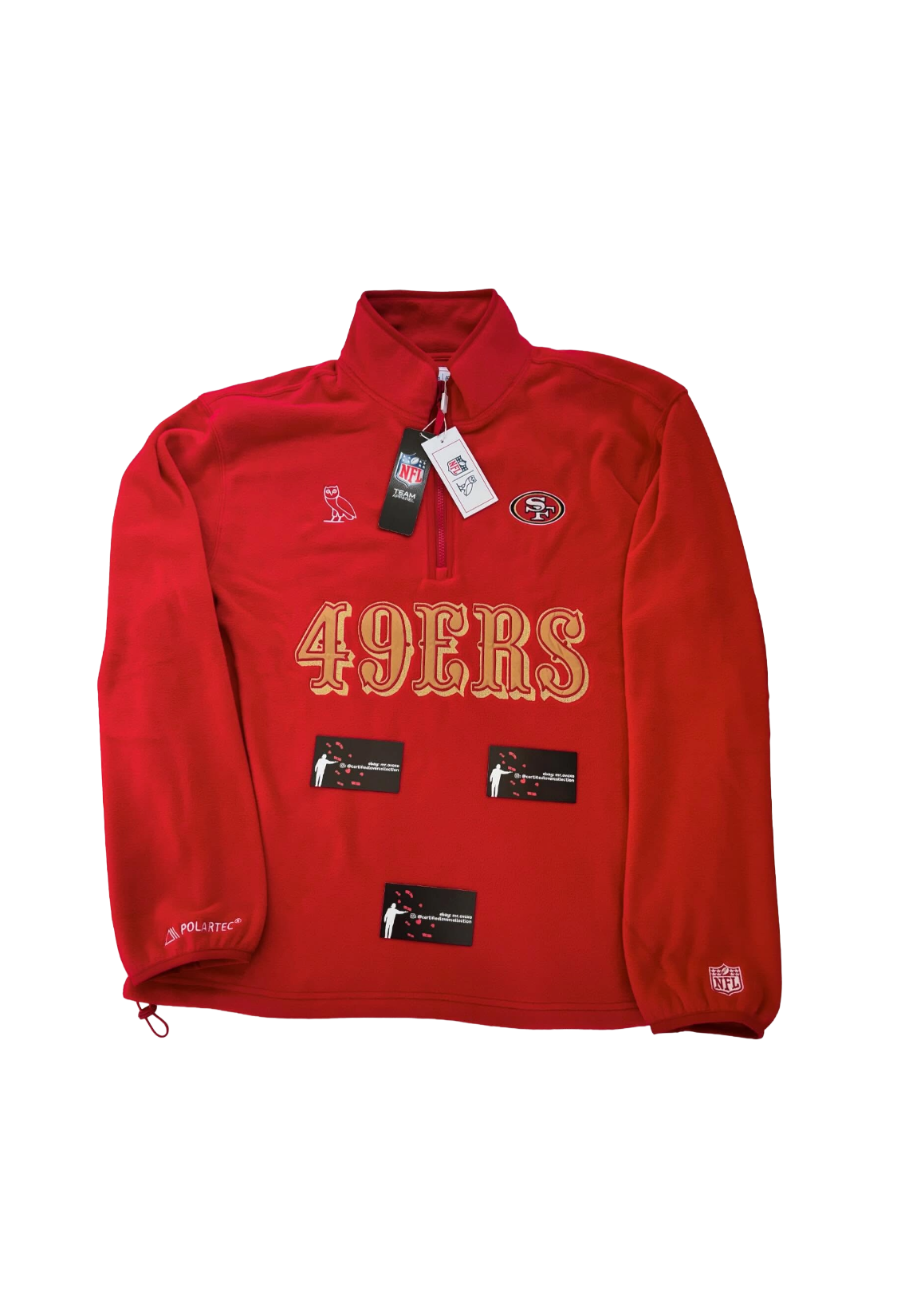 OVO x NFL San Francisco 49ers Polartec Microfleece Quarter Zip Sweatshirt - Red