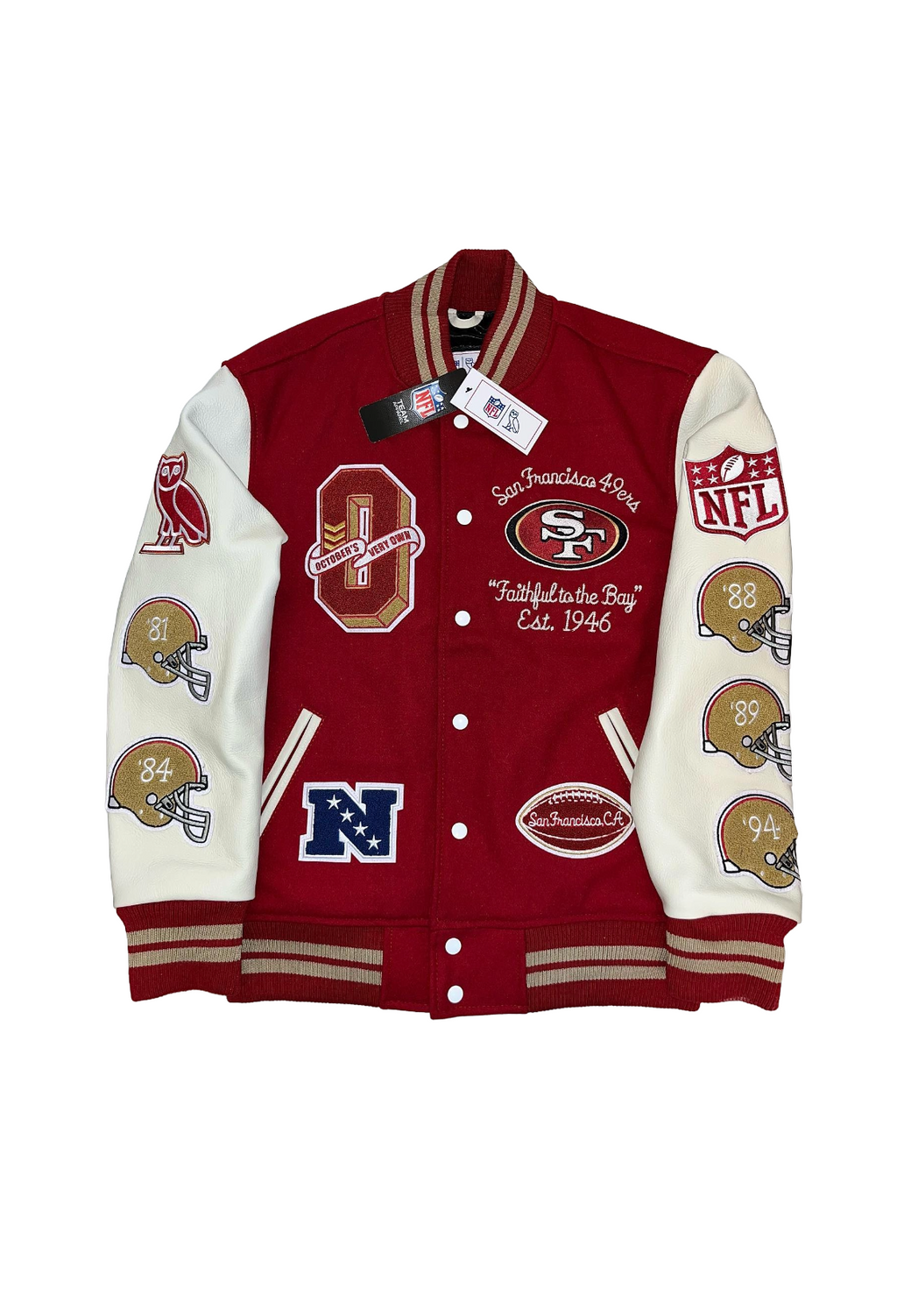 OVO x NFL San Francisco 49ers Varsity Jacket - Red