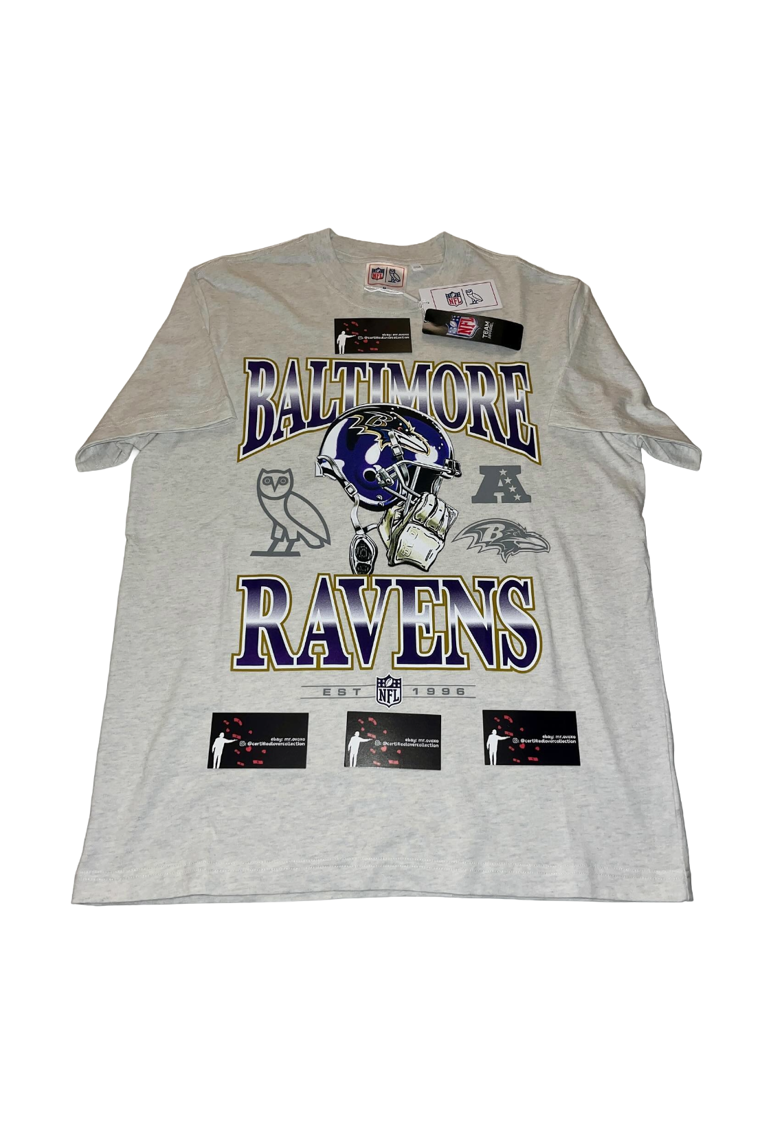 OVO x NFL Baltimore Ravens Graphic Game Day Tee - Ash Heather Grey