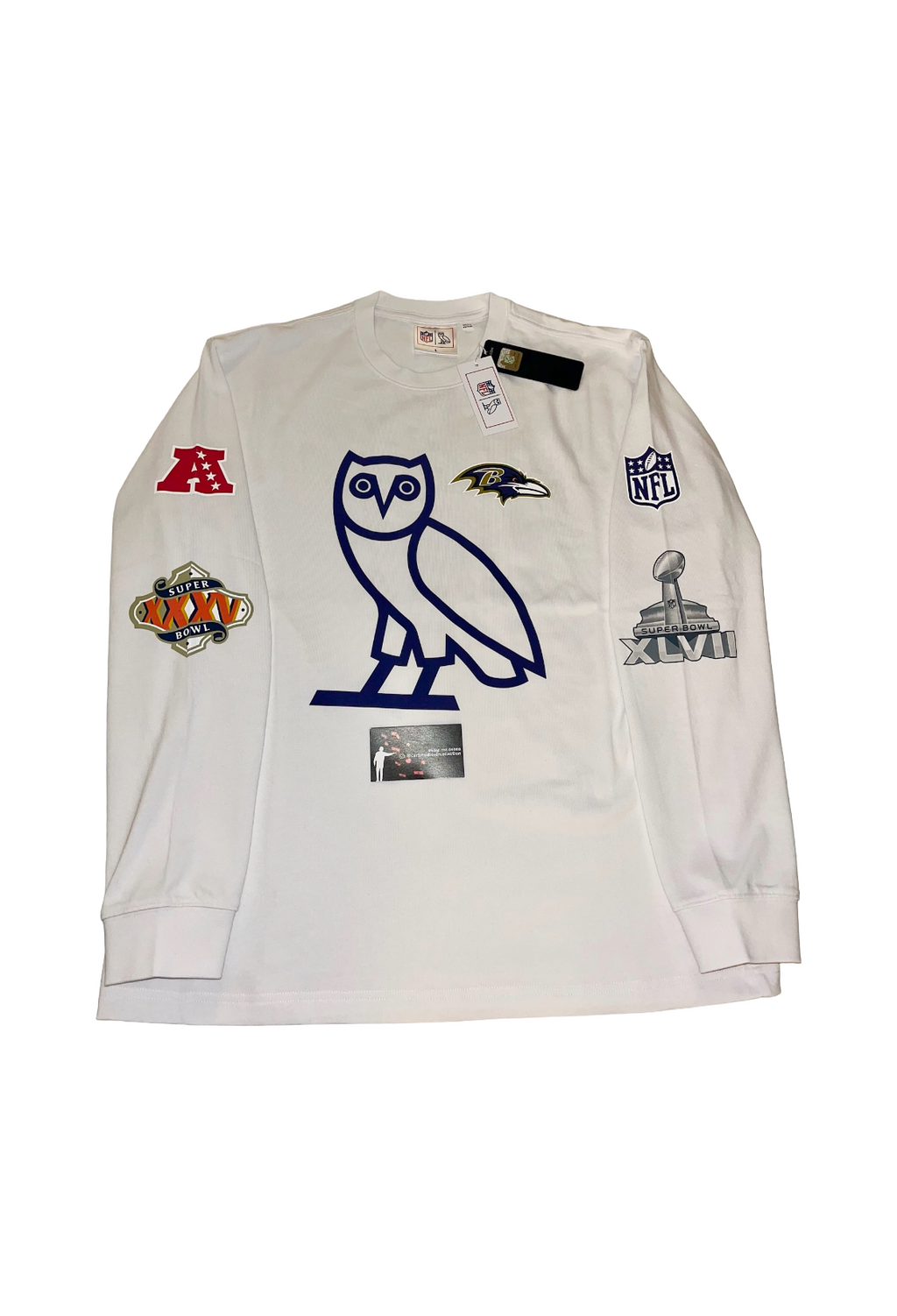 OVO x NFL Baltimore Ravens Long Sleeve Jersey - White