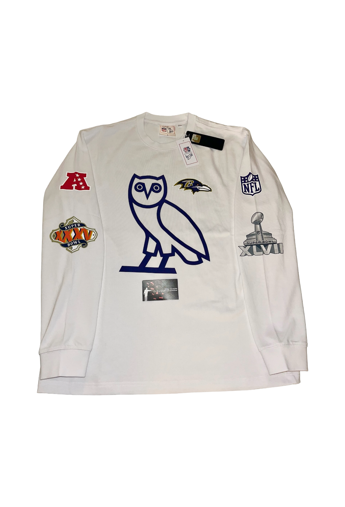 OVO x NFL Baltimore Ravens Long Sleeve Jersey - White