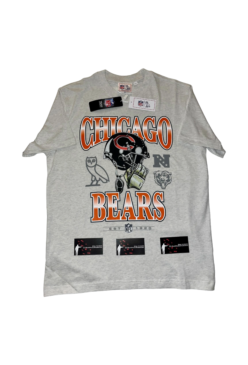 OVO x NFL Chicago Bears Graphic Game Day Tee - Ash Heather Grey