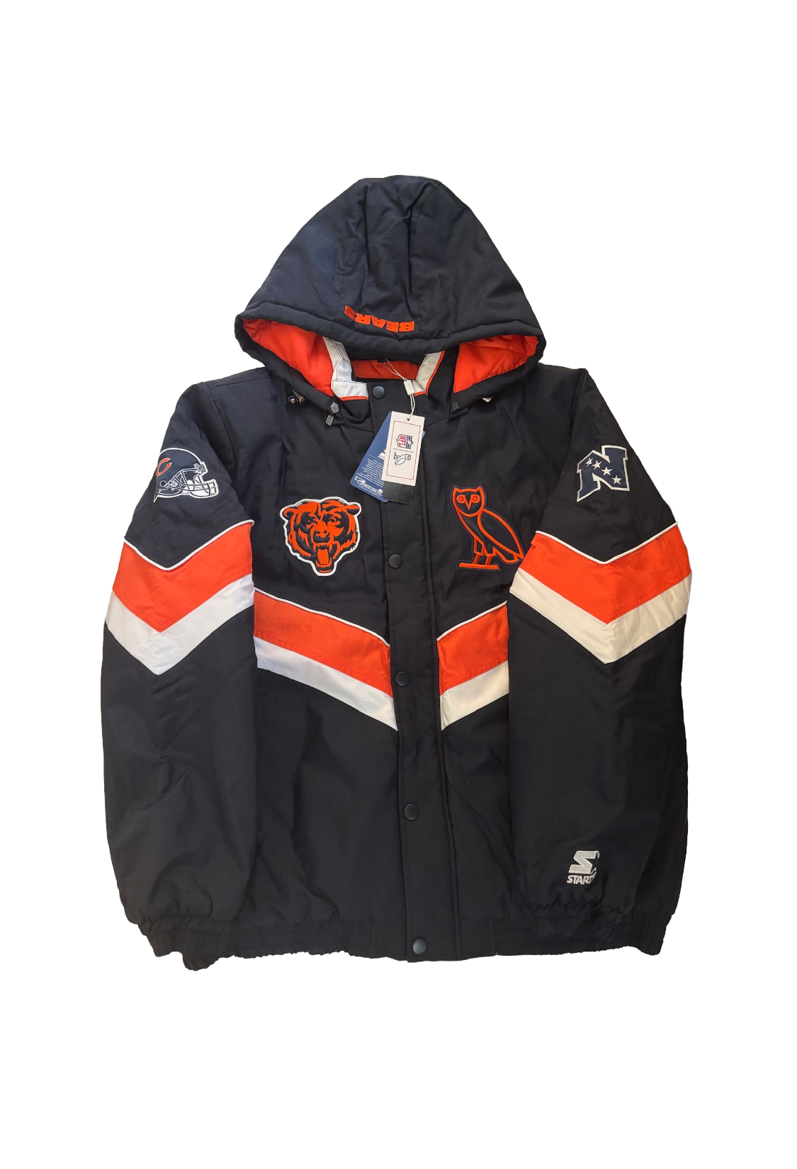 OVO x NFL Chicago Bears Starter Sideline Puffer Jacket - Navy