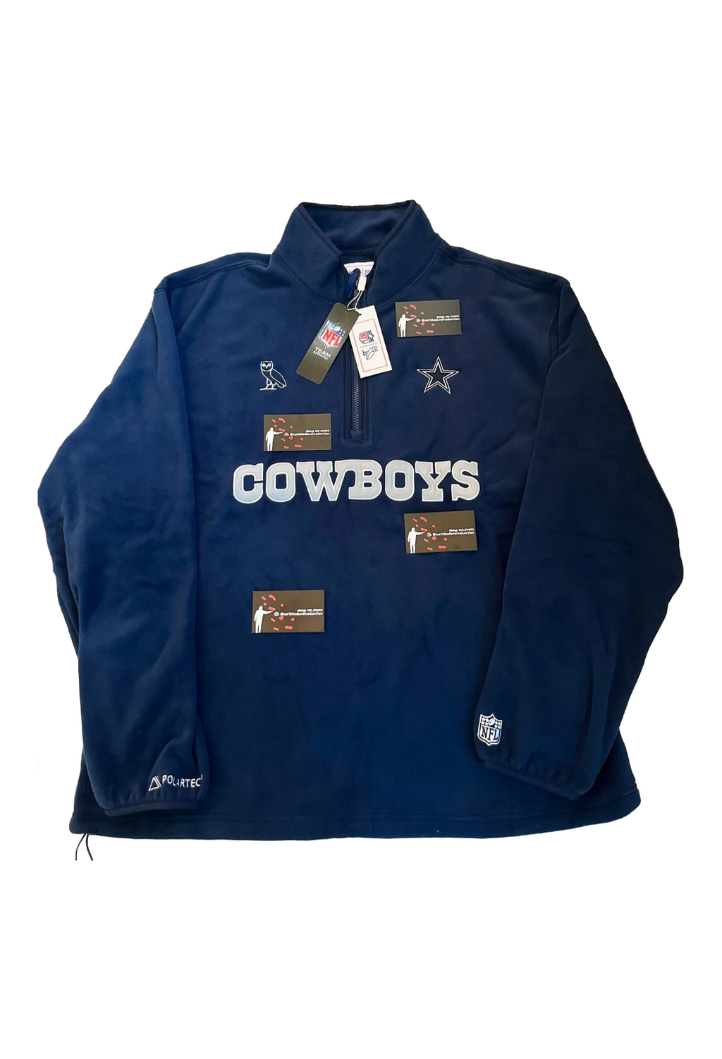 OVO x NFL Cowboys Polartec Mock Neck Quarter Zip Microfleece - Navy