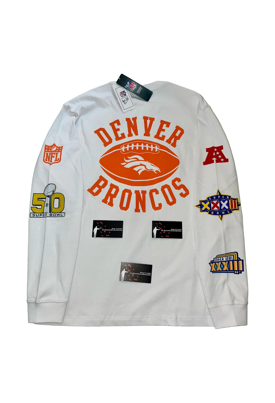 OVO x NFL Denver Broncos Long Sleeve Jersey - White