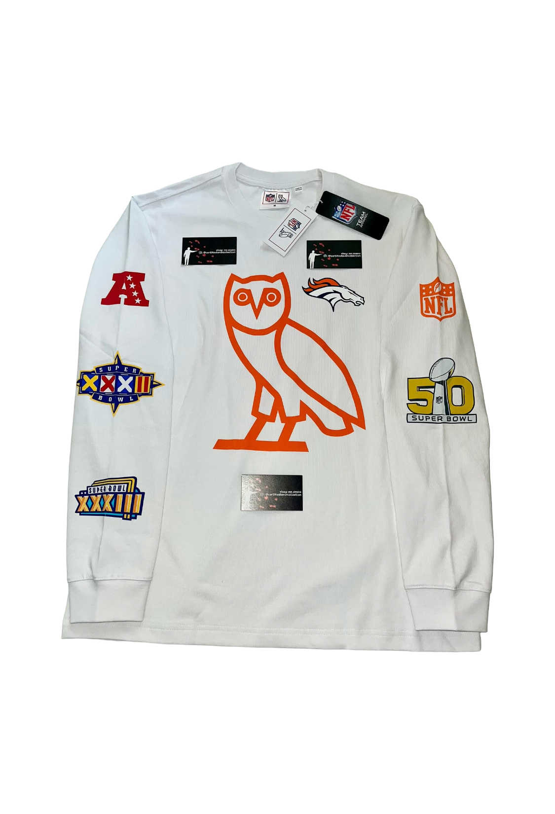 OVO x NFL Denver Broncos Long Sleeve Jersey - White