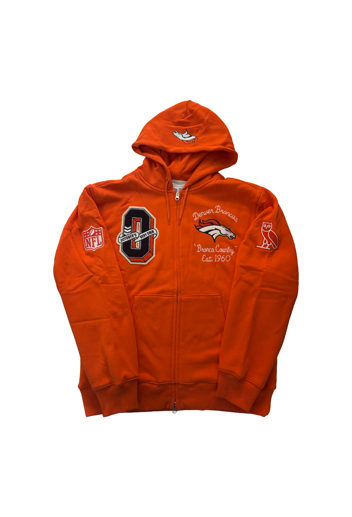 OVO x NFL Denver Broncos Waffle Zip Up Hoodie - Orange