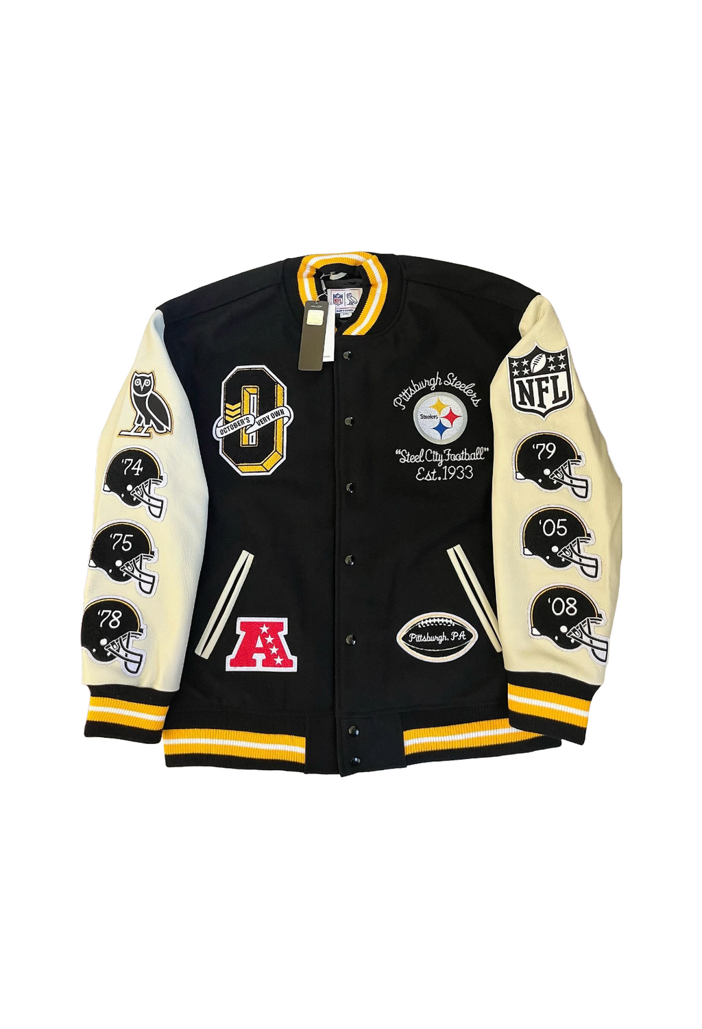 OVO x NFL Pittsburgh Steelers Varsity Jacket - Black