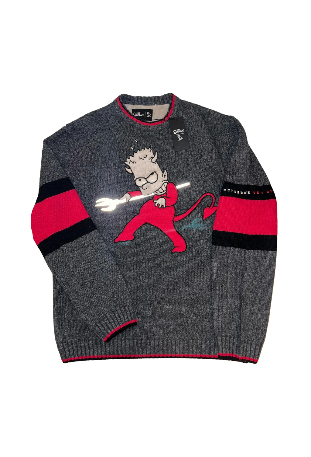 OVO x The Simpsons Devil Bart 3M Reflective Wool & Suede Knit Sweater - Grey