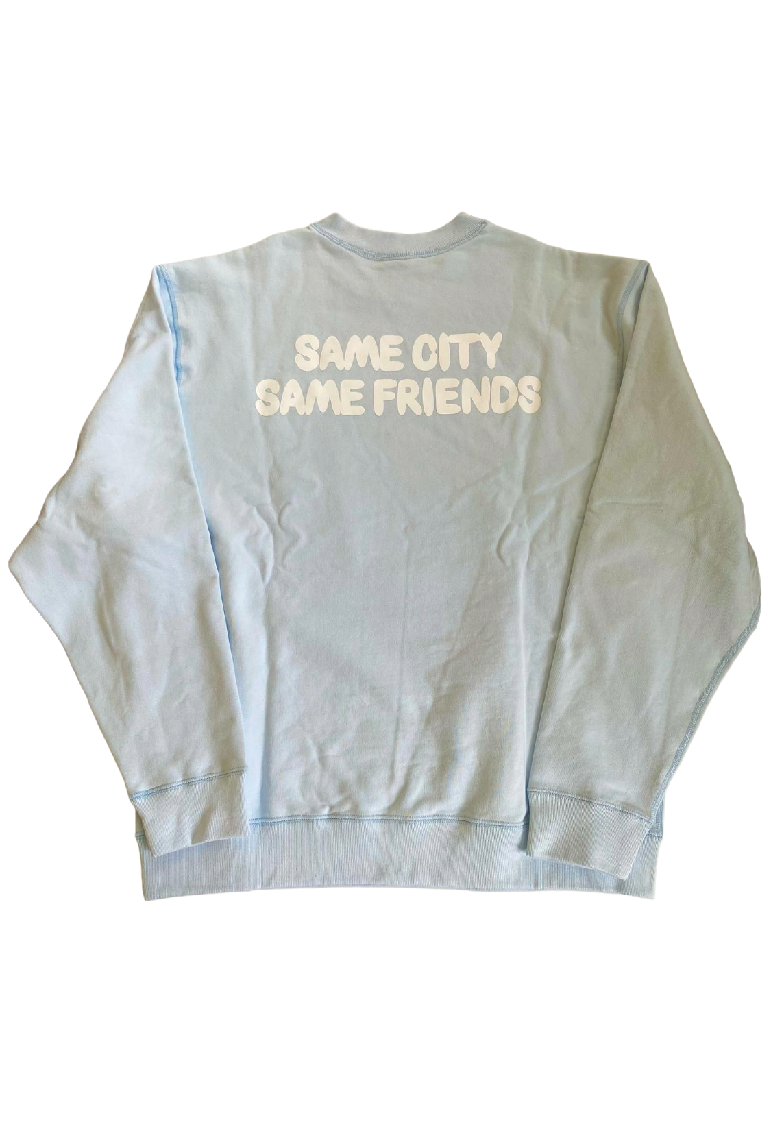 Light gray sweatshirt with 'SAME CITY SAME FRIENDS' text on a white background OVO Bubble Owl Crewneck