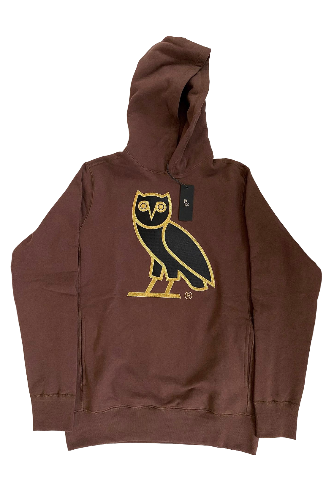 Brown hoodie with a logo on a white background OVO Chocolate OG Owl Hoodie 2022