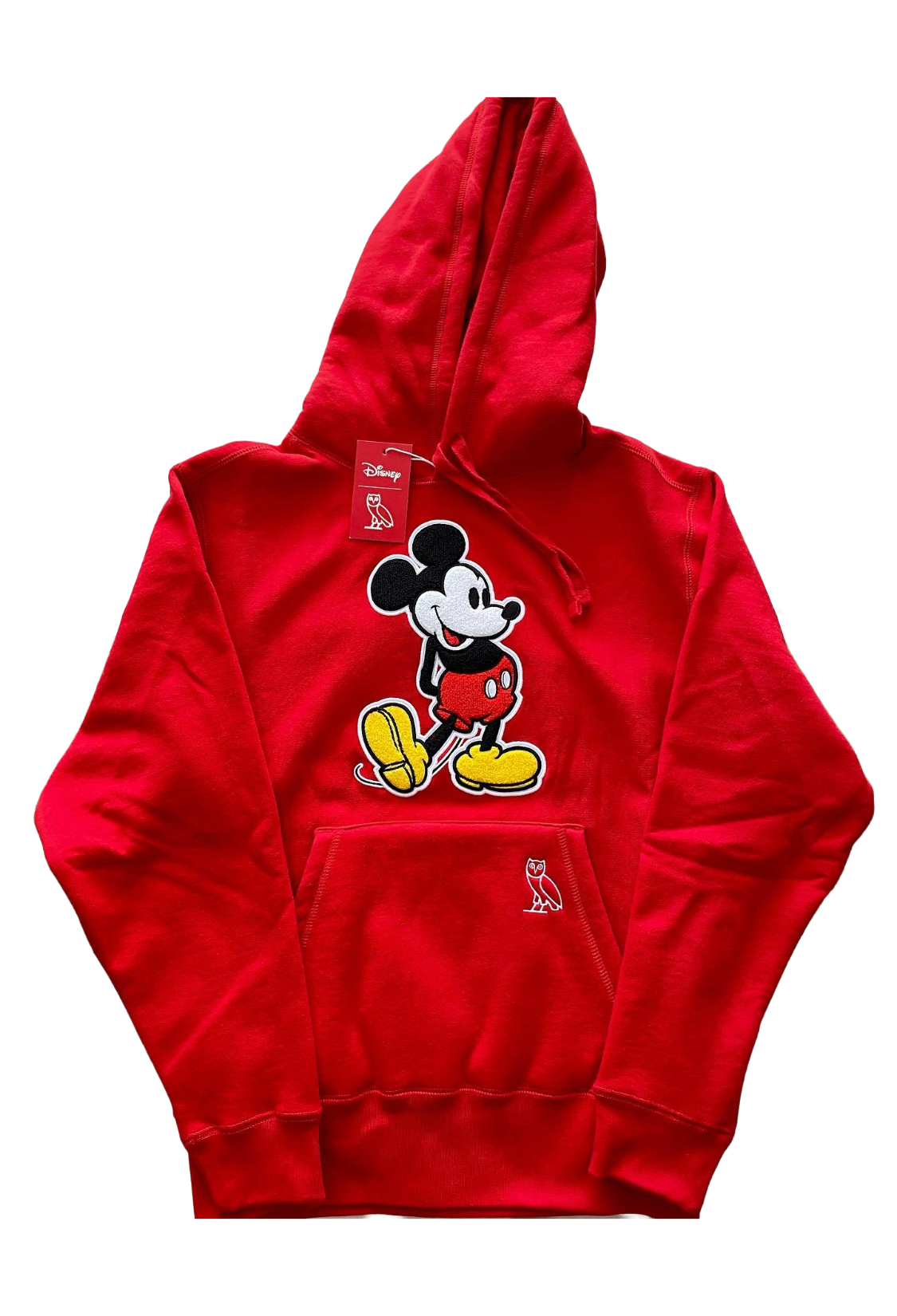 Red hoodie with a cartoon character on a white background