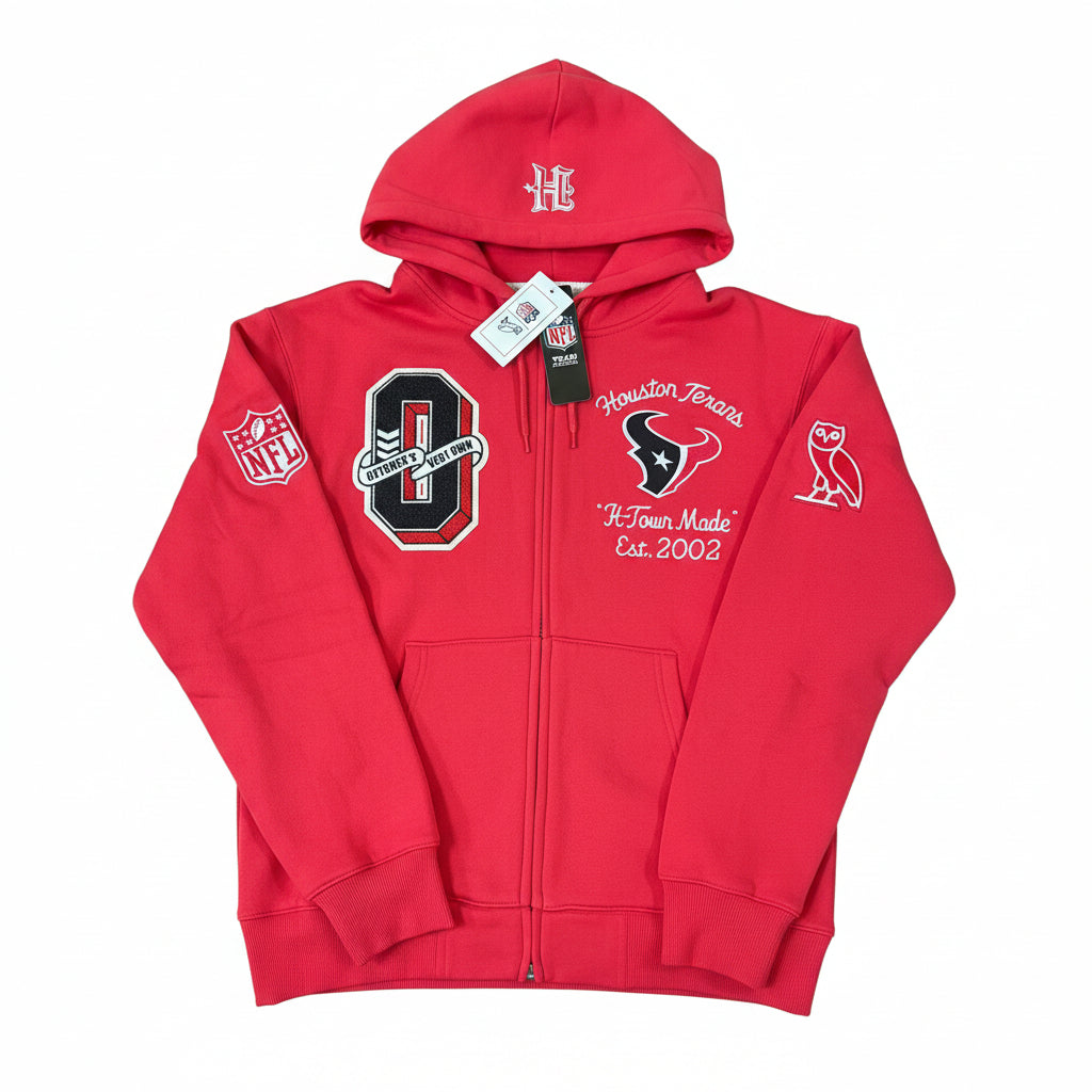 OVO x NFL Houston Texans Waffle Zip Up Hoodie - Red