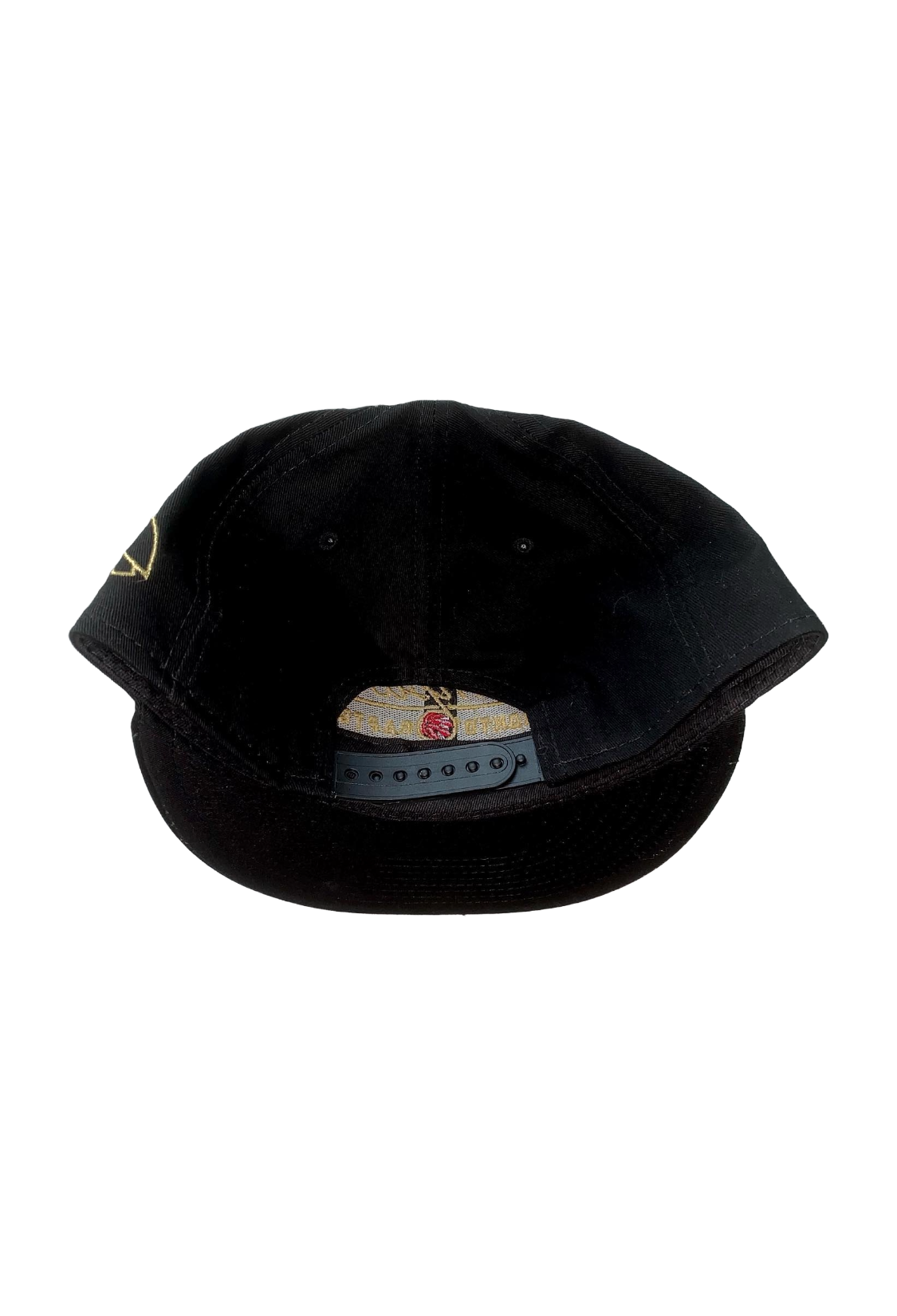 Black cap with a logo on a white background