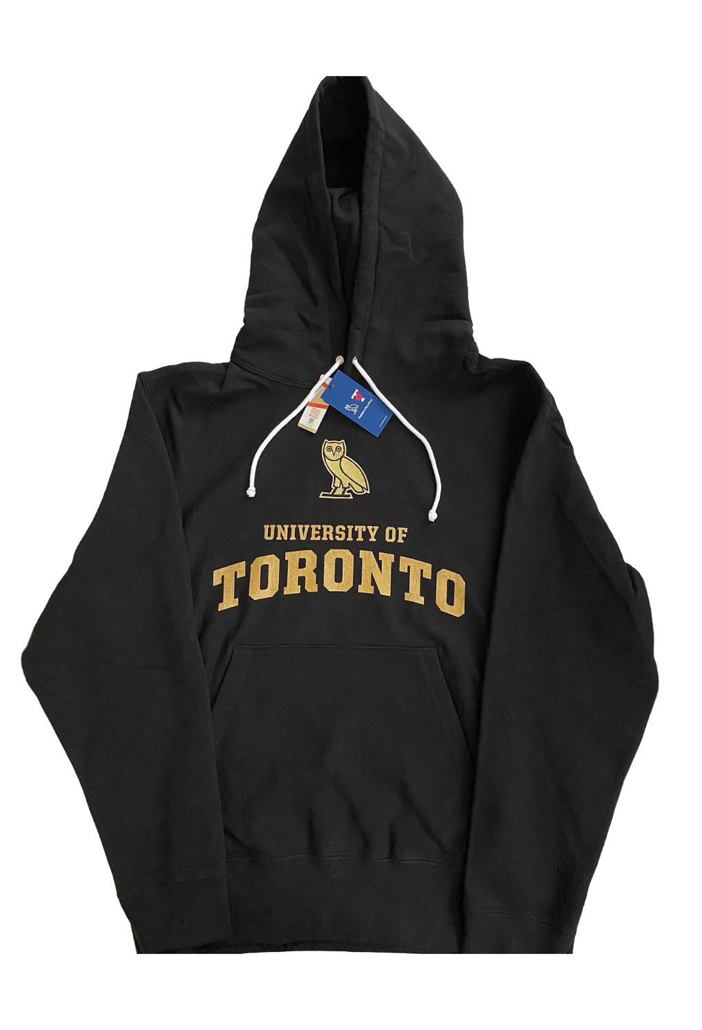 Black hoodie with 'University of Toronto' text and logo on a white background OVO x UofT Hoodie 2021