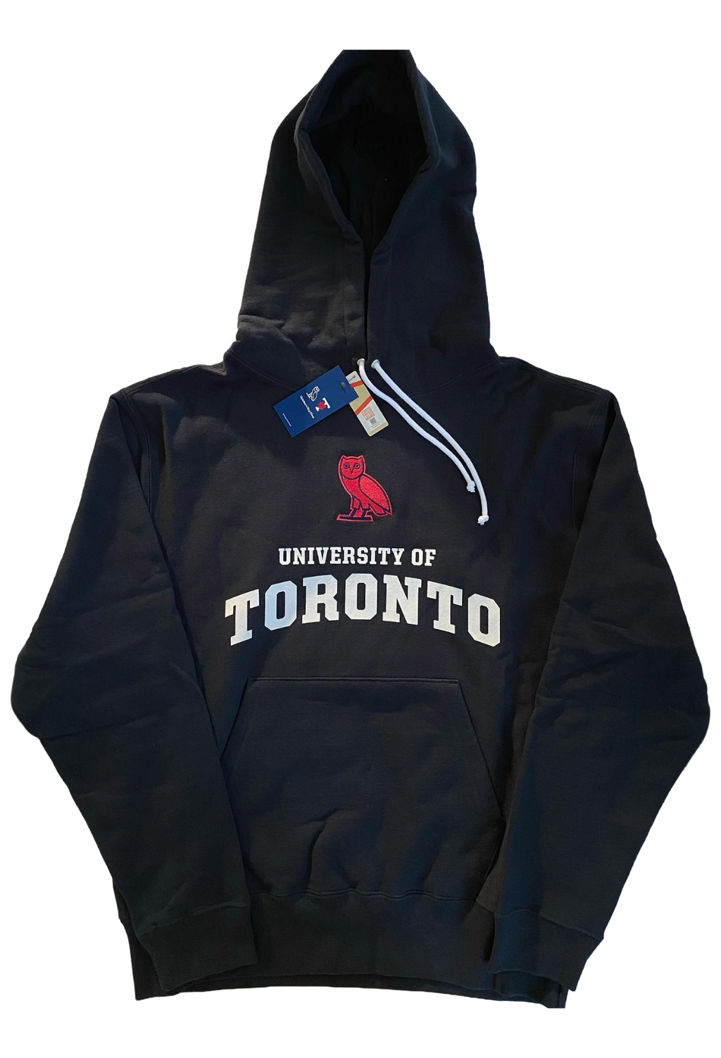 Blue hoodie with 'University of Toronto' text and logo on a white background OVO x UofT Hoodie 2021