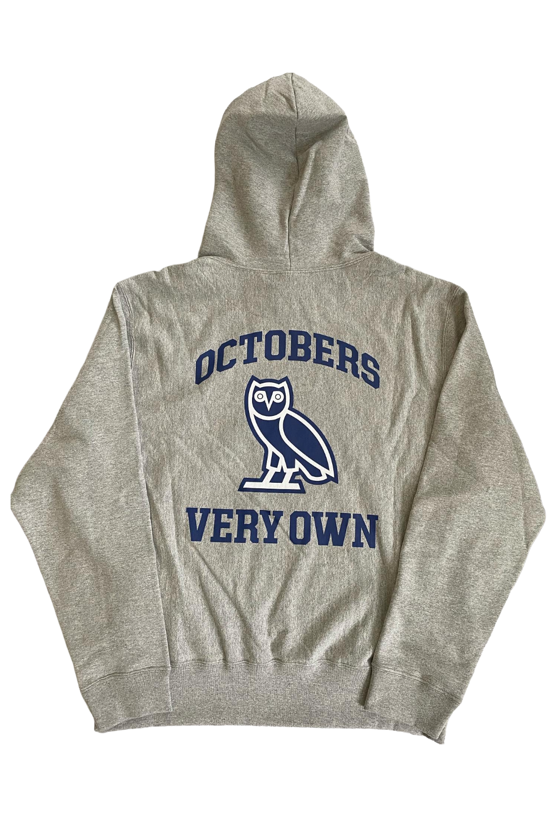 Gray hoodie with 'OCTOBERS VERY OWN' text and logo on a white background. OVO x UofT Hoodie 2021