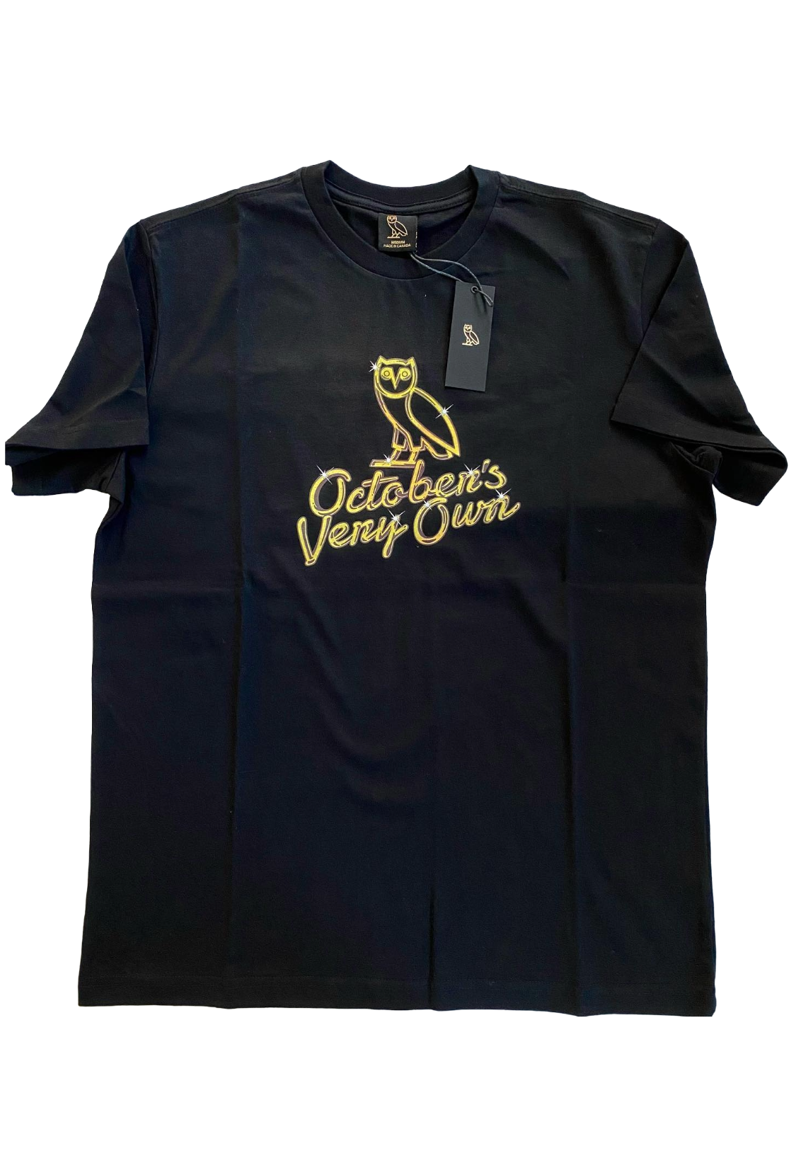 Black t-shirt with 'October's Very Own' logo on a white background Solid Gold Tee Large 2021